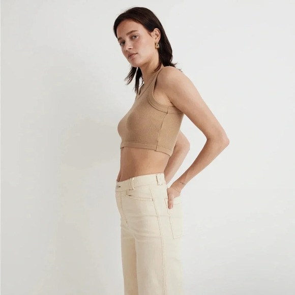 Madewell Crewneck Crop Tank Khaki Size M - Picture 2 of 8
